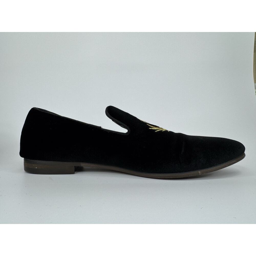 Steve Madden Men’s Leonardo Embroidered Crown Loafers Size 10 Black Velvet Shoes - Picture 4 of 13
